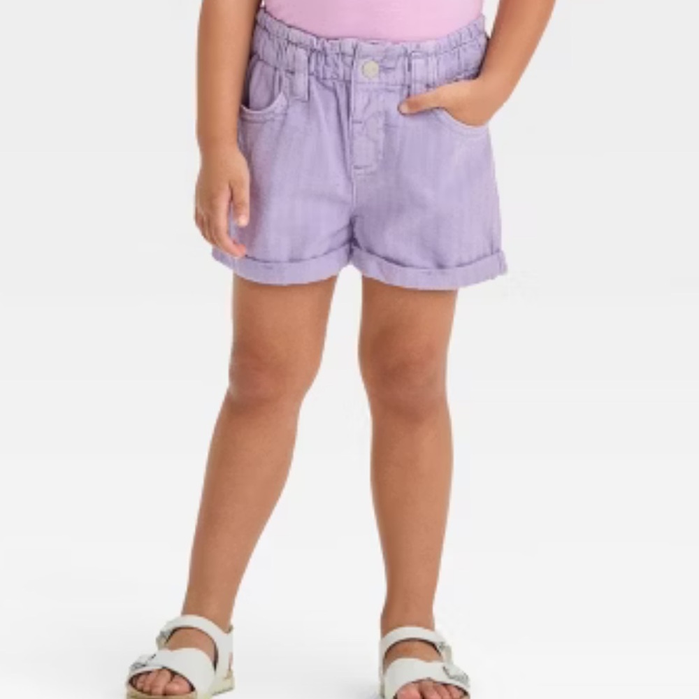 Cat & Jack Toddler Lavender Purple Paper Bag Shorts, Size 2T